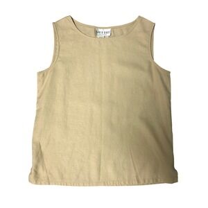90s Linen Tan Khaki Sleeveless Top Size S Neutral Minimalist Capsule